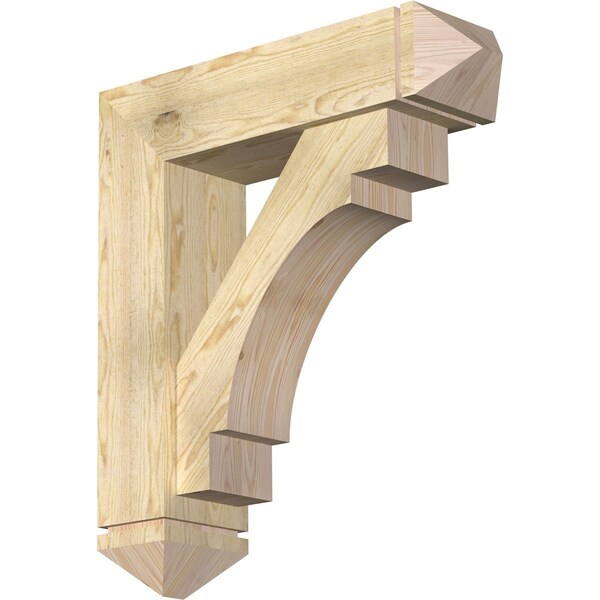 Ekena Millwork Merced Arts and Crafts Rough Sawn Bracket w/ Offset Brace, Douglas Fir, 8"W x 30"D x 34"H BKT0806X30X34MRC03RDF - main